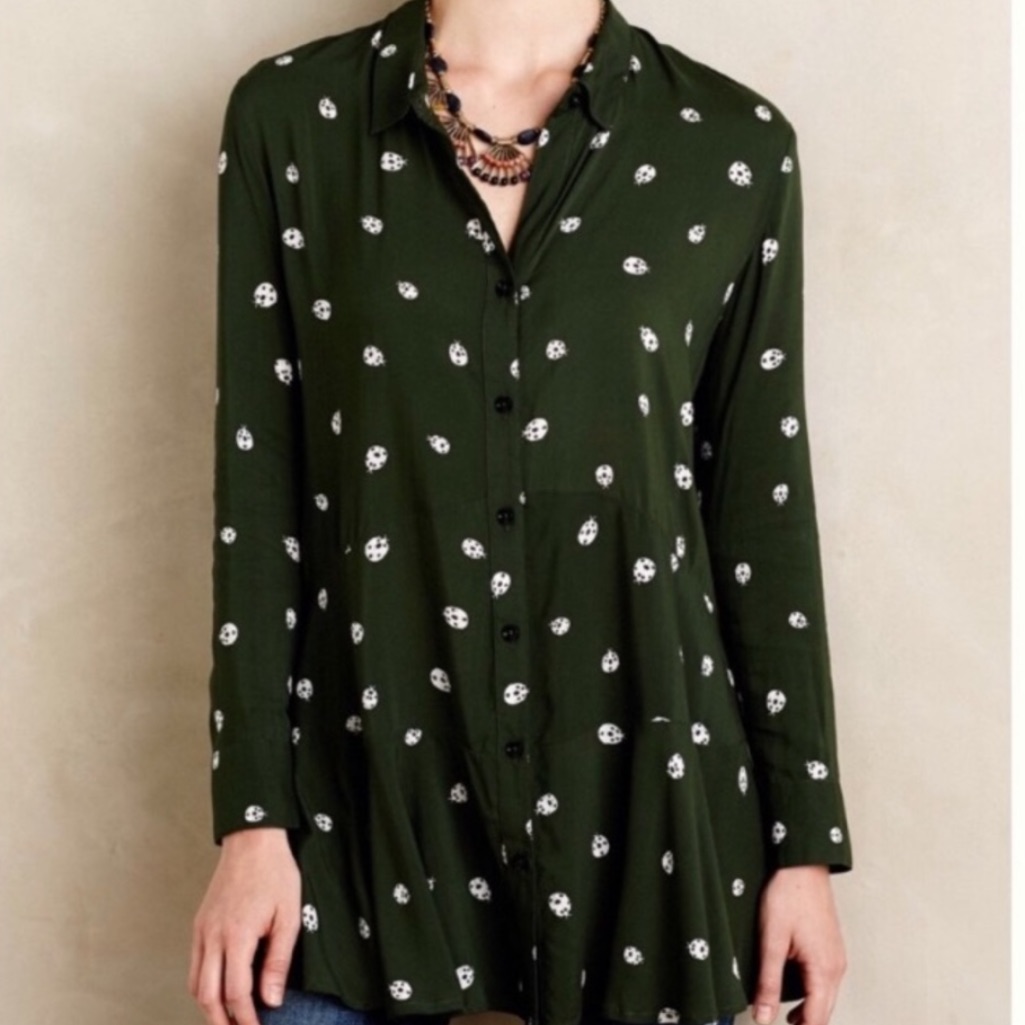 Anthropologie 111Tylho Lakin Labybug Peplum Top